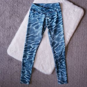 Niyama Aquarius Leggings Small Blue White Water Design Activewear Yoga Fitness